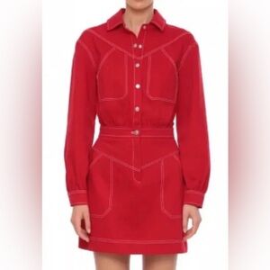 7 For All Mankind Women's Size 8 Red Denim Dress Western Cowgirl Nashville EUC